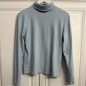 Gap Women's Size Large Light Blue Stretch Turtleneck Long Sleeve Top Shirt